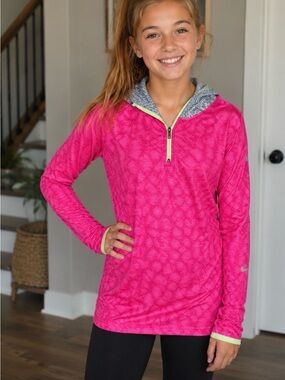 Nike Pro Neon Pink Athletic Pullover with Lime Trim
